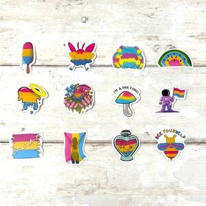 Pansexual Pride Pan Stickers Waterproof 12pc Bundle LGBTQ Flag Sticker Lot NEW